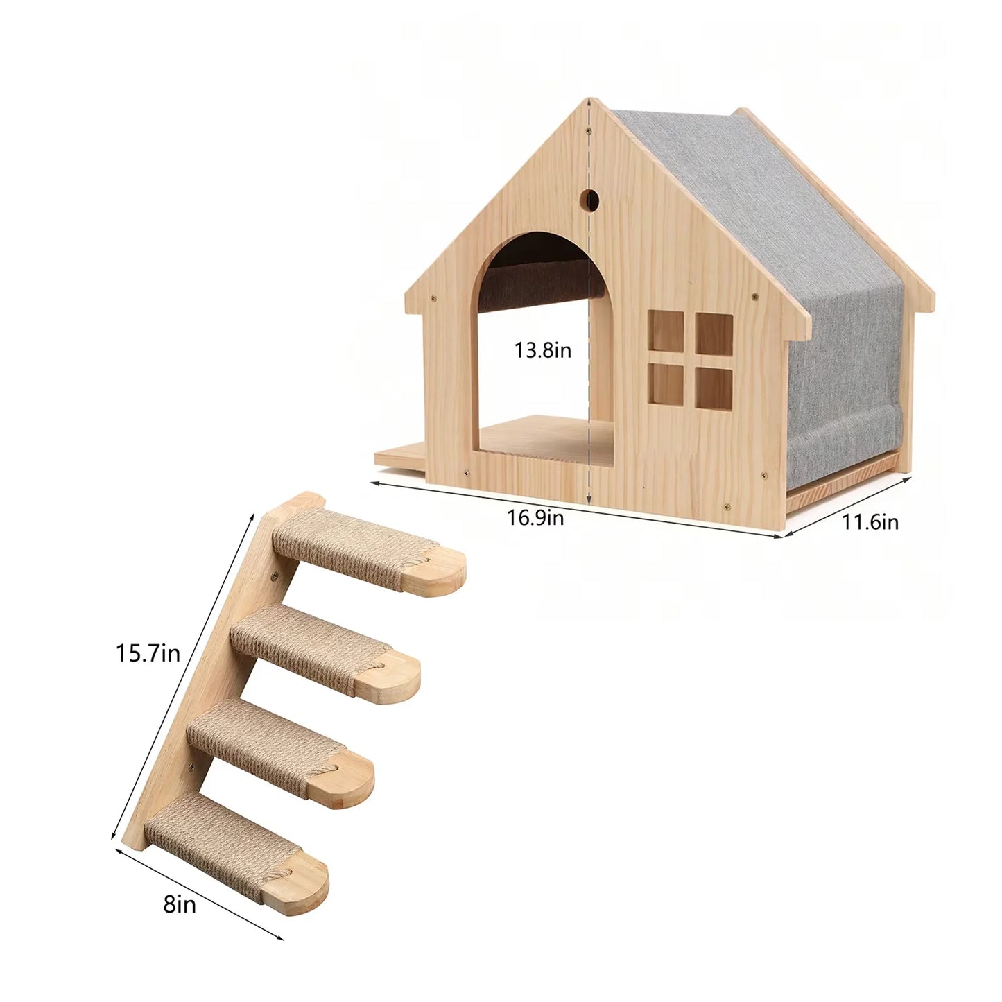 Wall Mounted Cat Condo Villa Wooden Cat Shelf For Sleeping