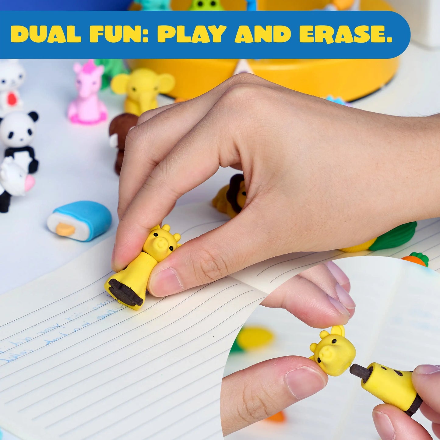 Joyfy 3D Animal Erasers Set for Pencil Desk Classroom