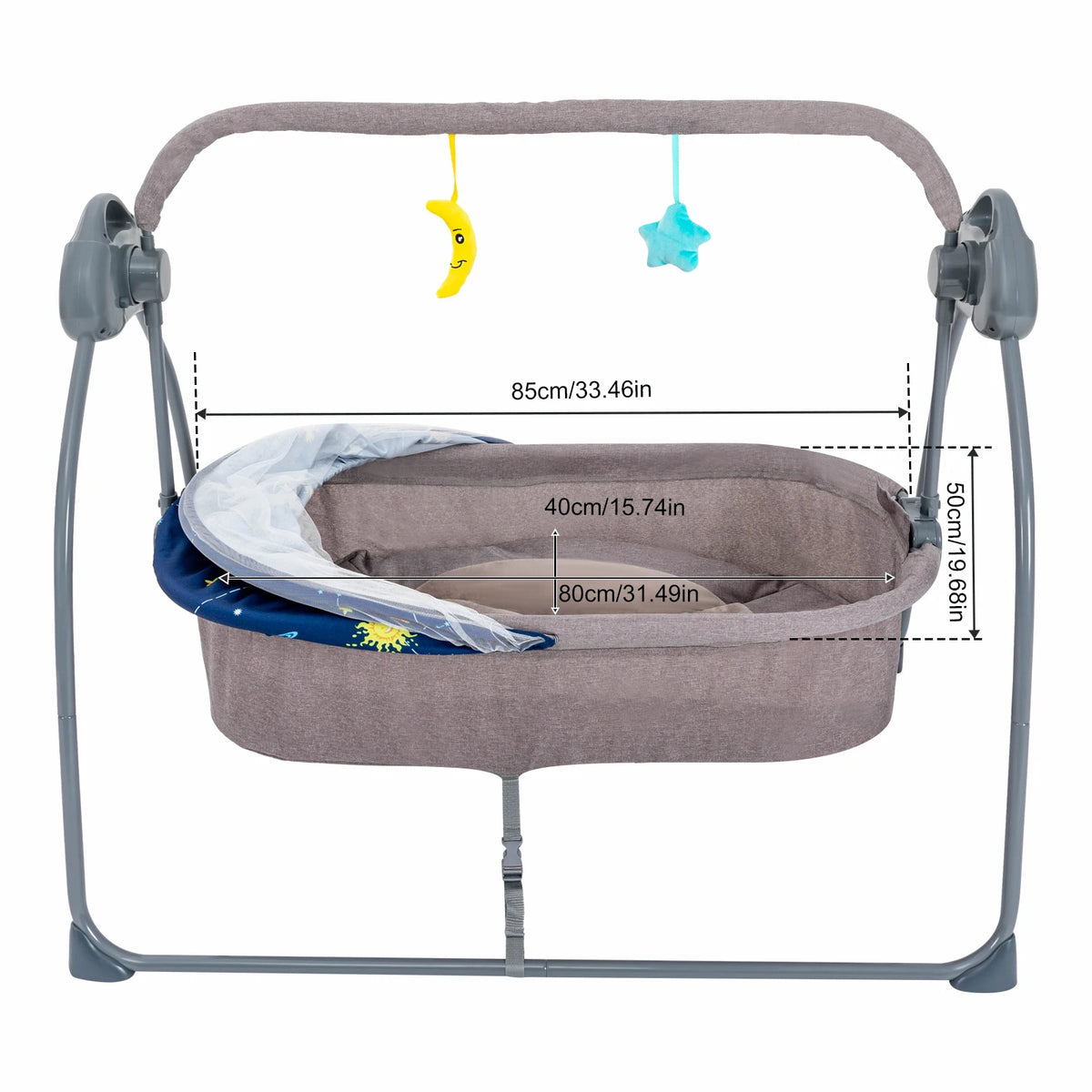 Bymaocar Electric Baby Cradle Swing With Remote Control Auto Rocking