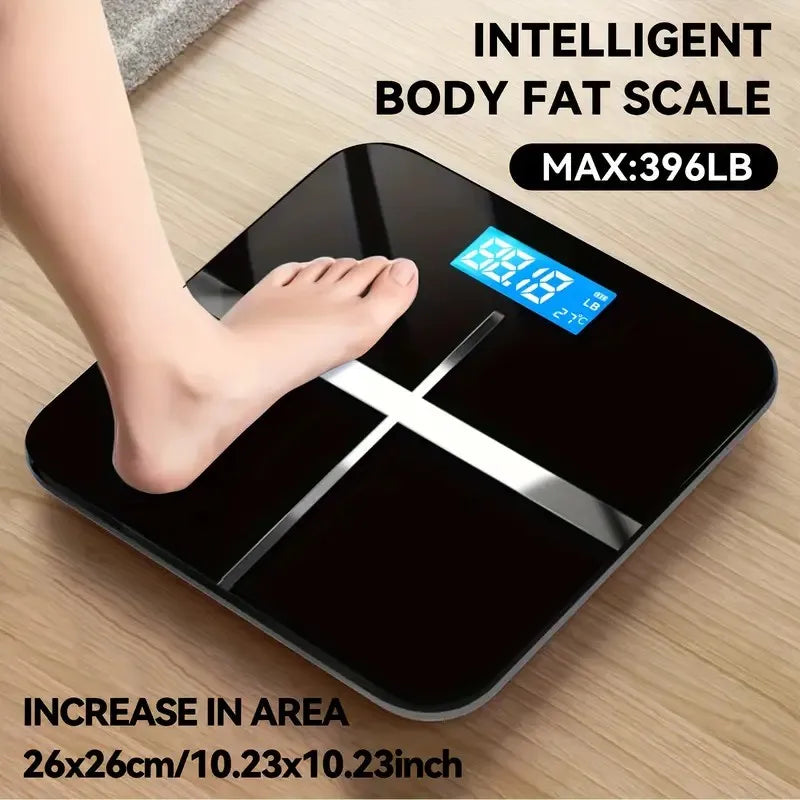 Digital Bathroom Scale With LCD Display Tempered Glass Platform