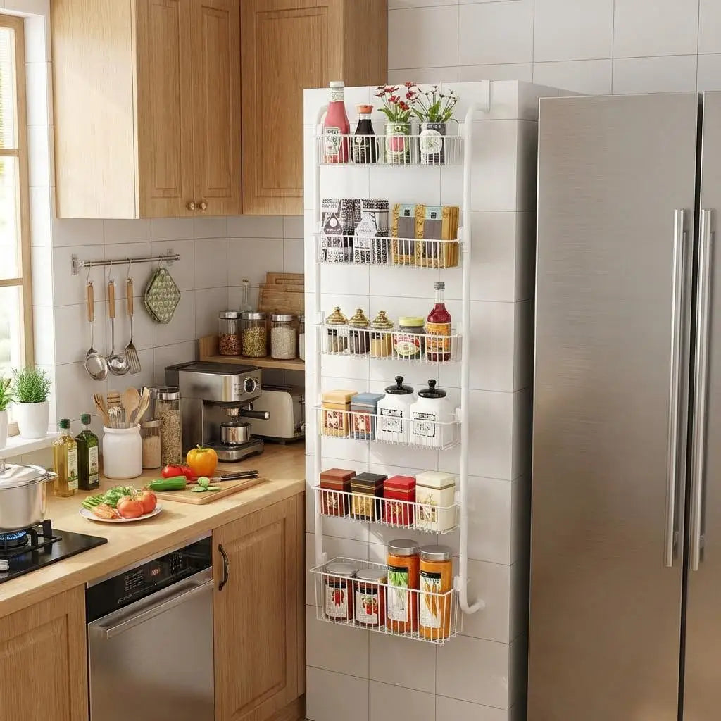 HiMISS Over Door Pantry Organizer Hanging Metal Kitchen Storage Rack