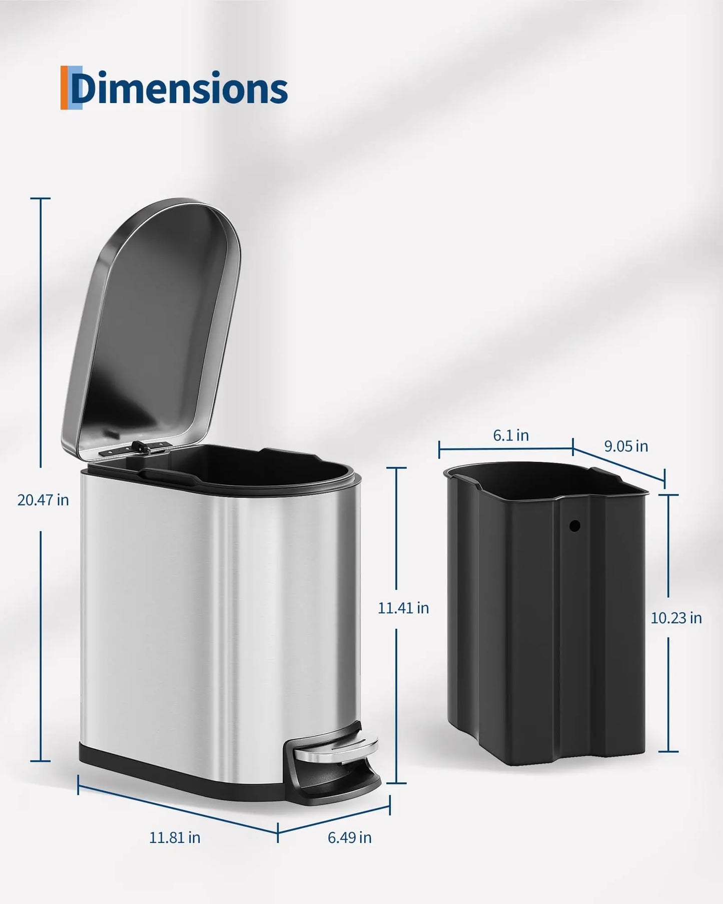Step On Stainless Steel Trash Can With Soft Close Lid