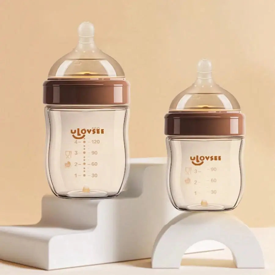 High Borosilicate Glass Baby Bottle Wide Neck Feeding Bottle Valve