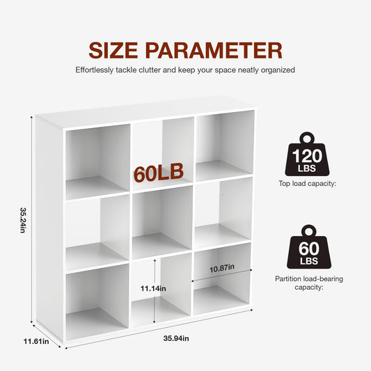JHK Wooden Bookcase Cube Storage Organizer Modern Shelf For Home