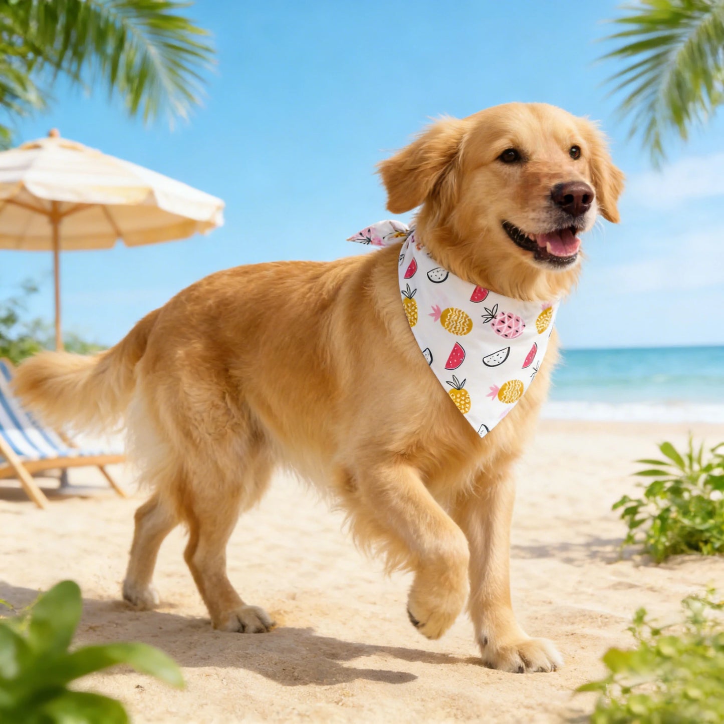 Soft Washable Fruit Floral Dog Bandana Adjustable Pet Scarf