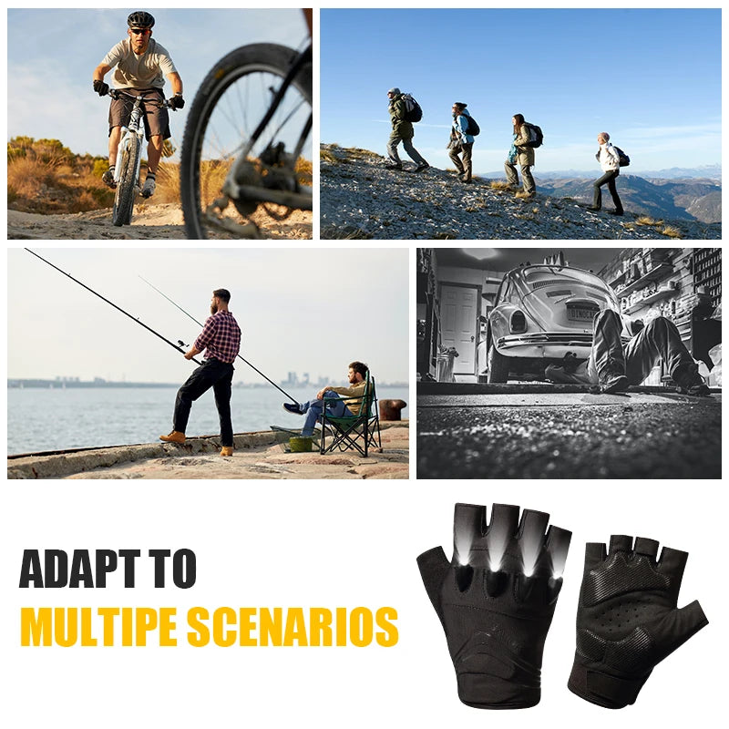 Daywolf LED Gloves For Hiking Cycling With Multi Mode Flashlights