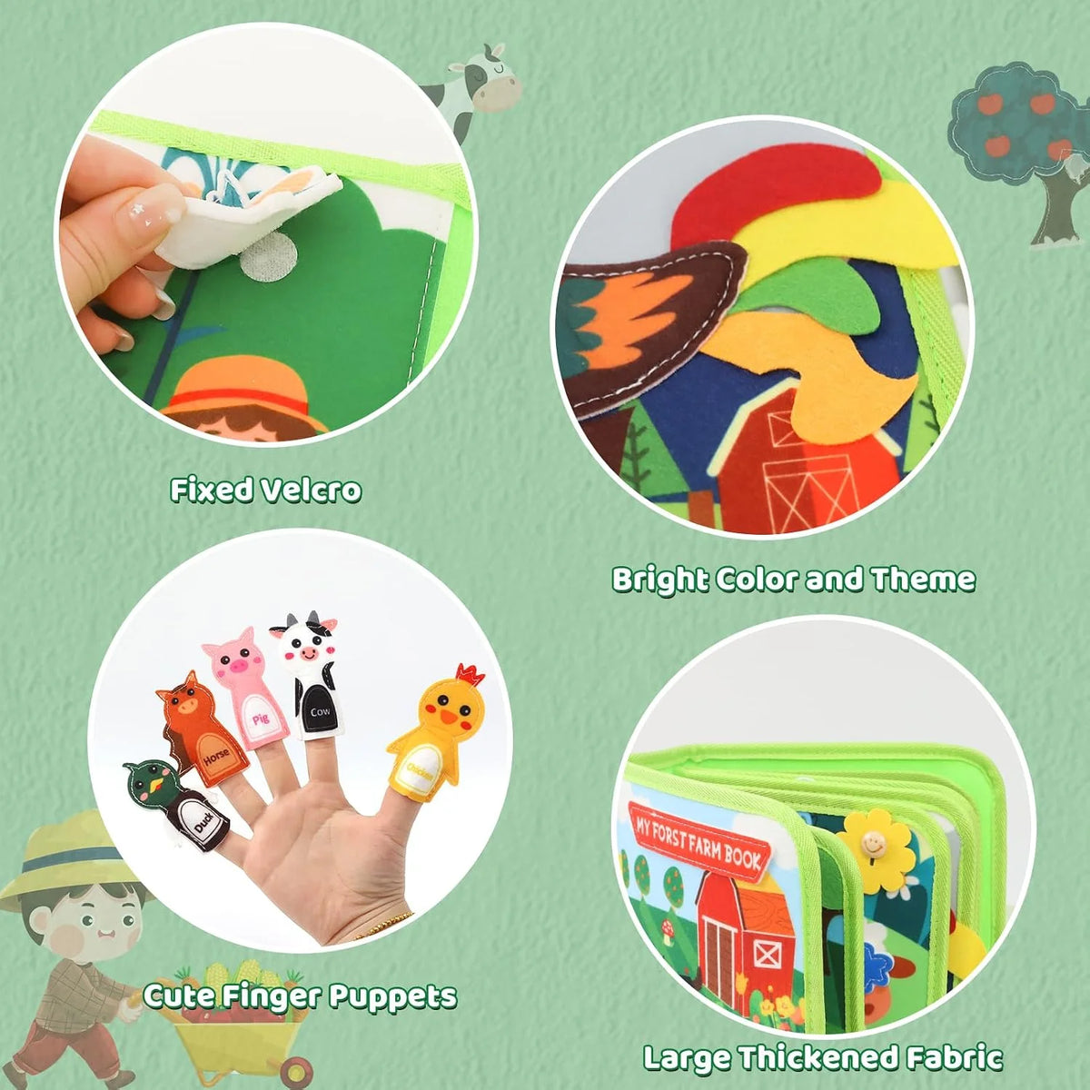 Montessori Farm Busy Book Educational Sensory Activity Toy For Toddlers