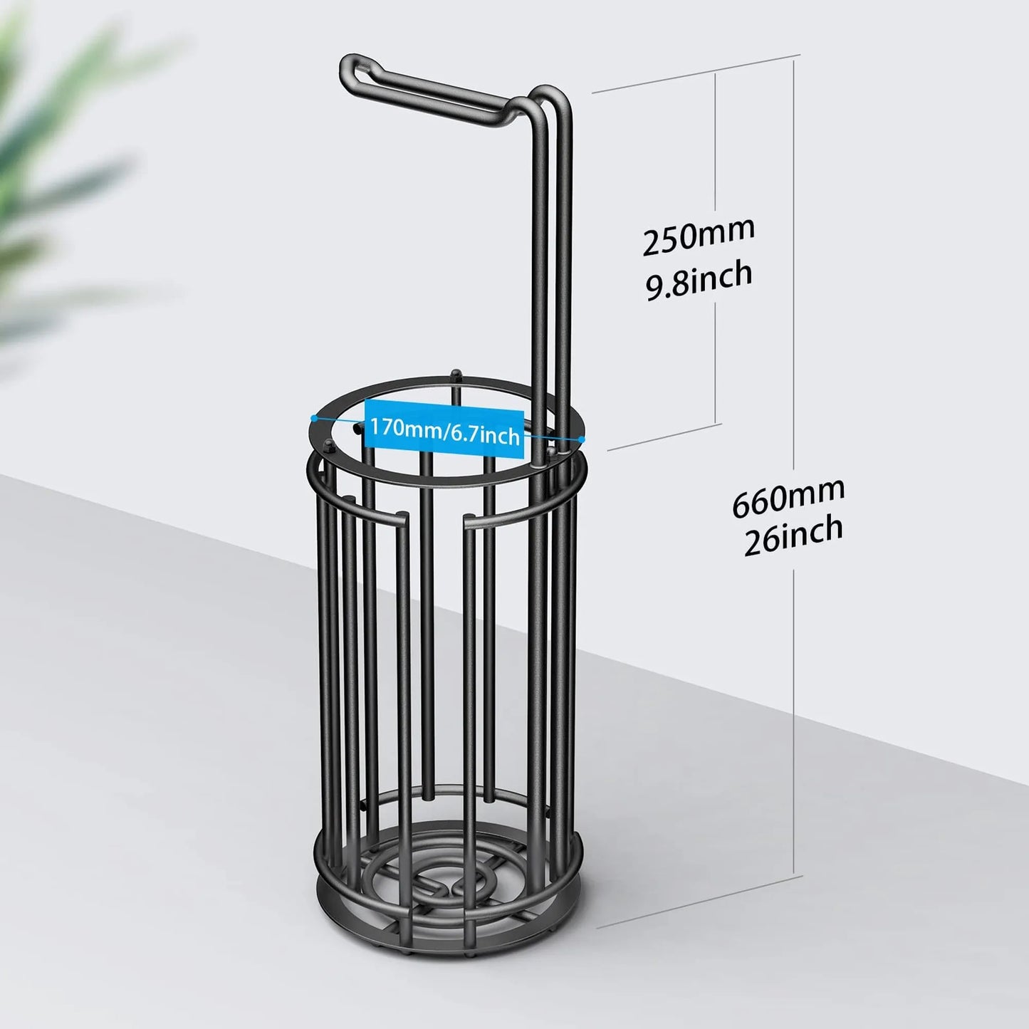 Tool-Free Freestanding Rust-Resistant Toilet Paper Holder Storage Rack