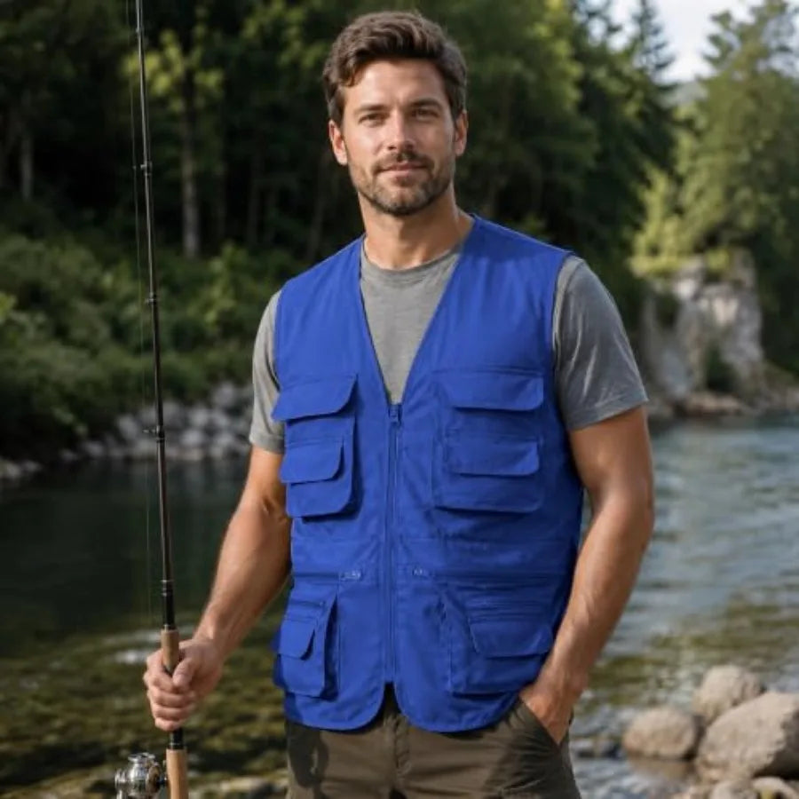Leightweight Fishing Vest With Multiple Utility Pockets For Outdoor Use