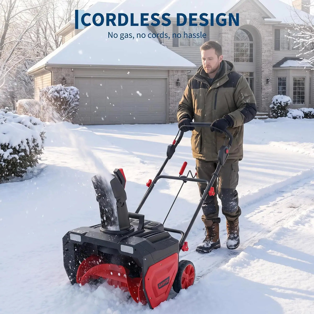 Cordless Brushless Snow Blower With Dual LED Chute And Batteries
