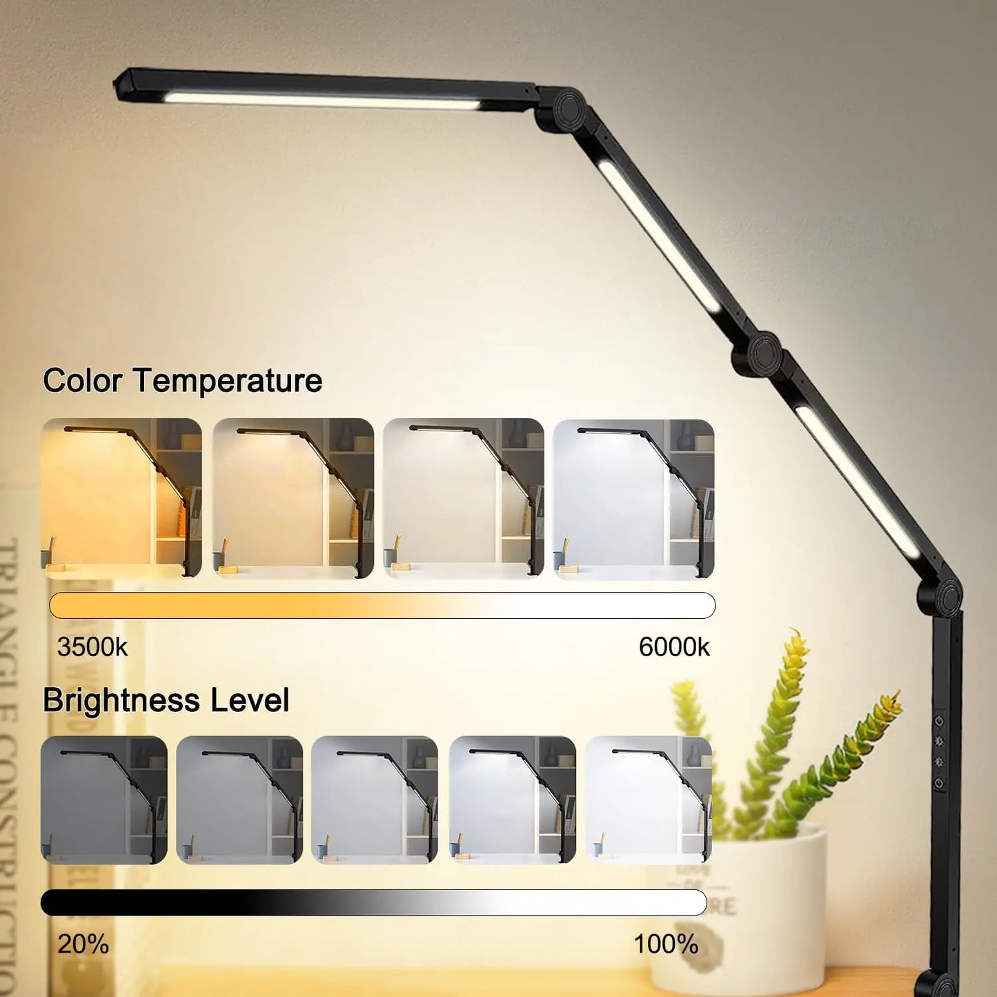 Modern LED Desk Lamp With Flexible Swing Arm Touch Controls