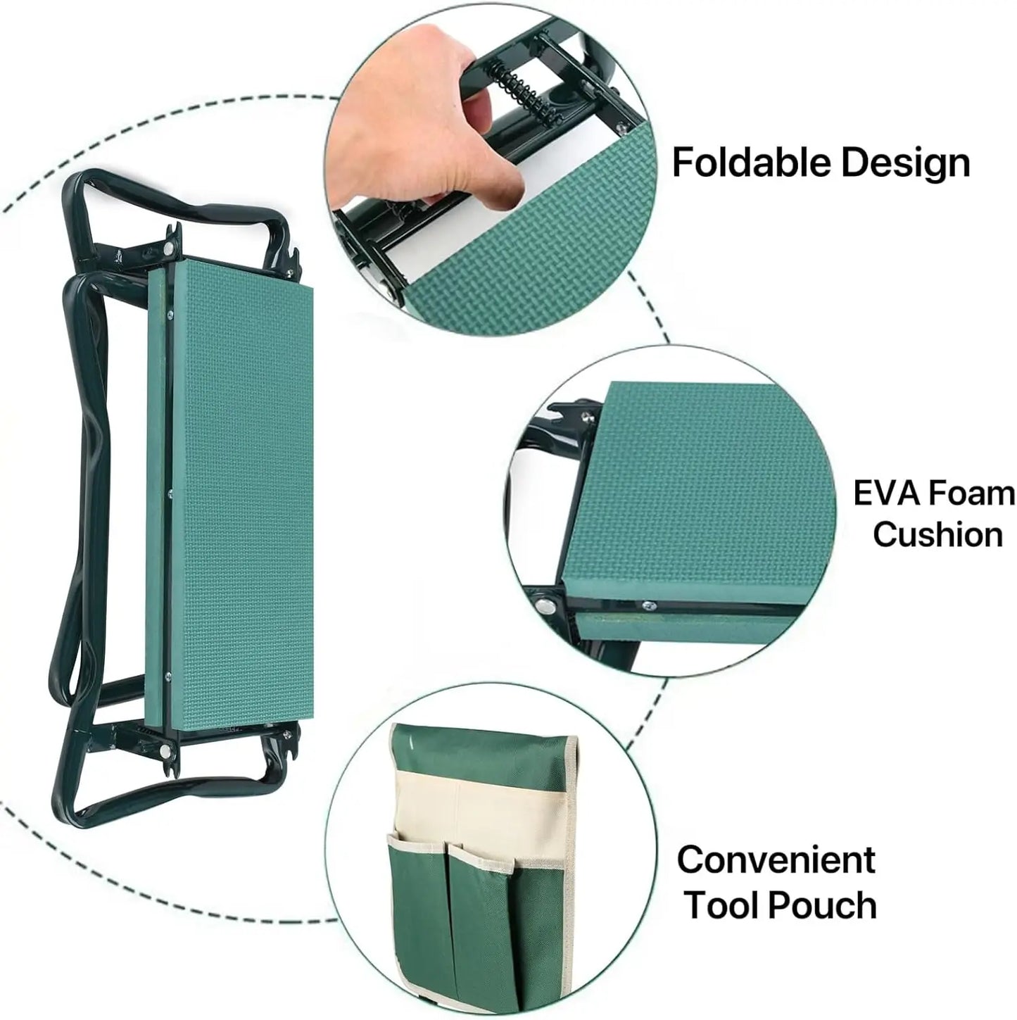 Foldable 2-In-1 Garden Kneeler And Seat With Tool Bag