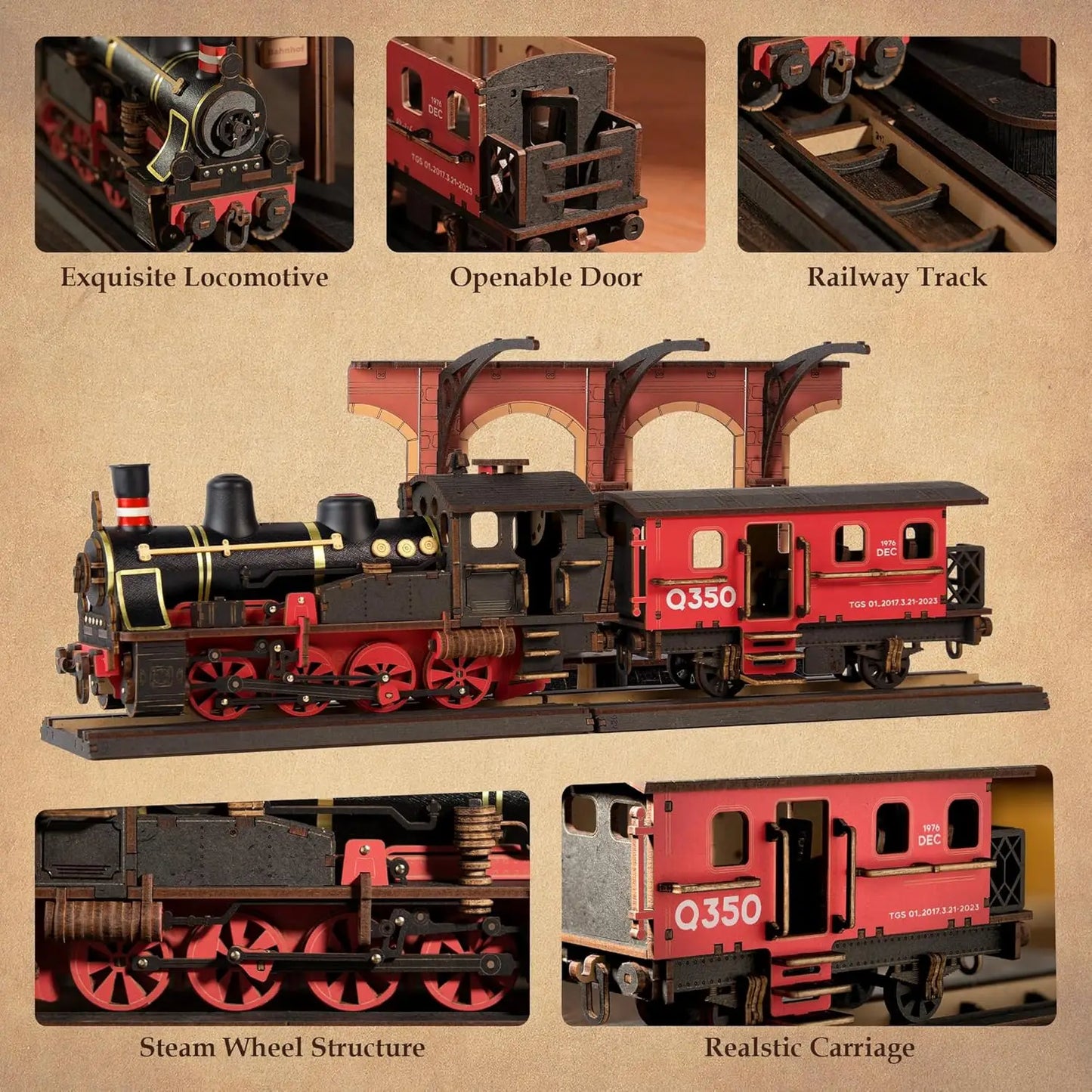 Rolife 3D Wooden Puzzle Steam Journey Mechanical Vehicle Kit