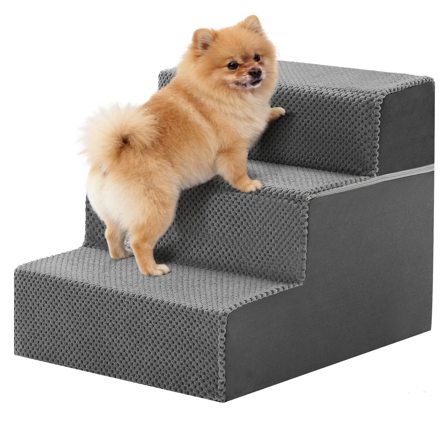 Premium Curved Foam Dog Stair Ramp Featuring Non Slip Steps