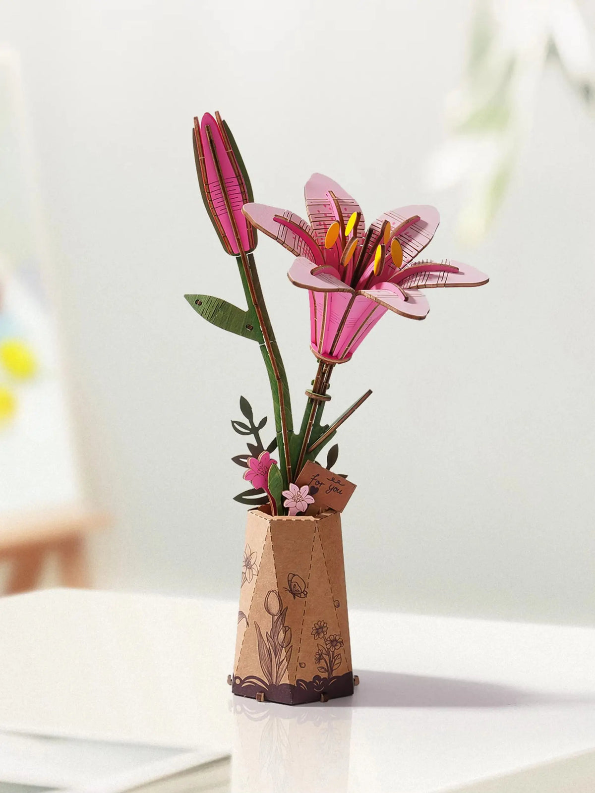 Rolife Wooden Lily Flower 3D Puzzle DIY Bouquet Building Kit