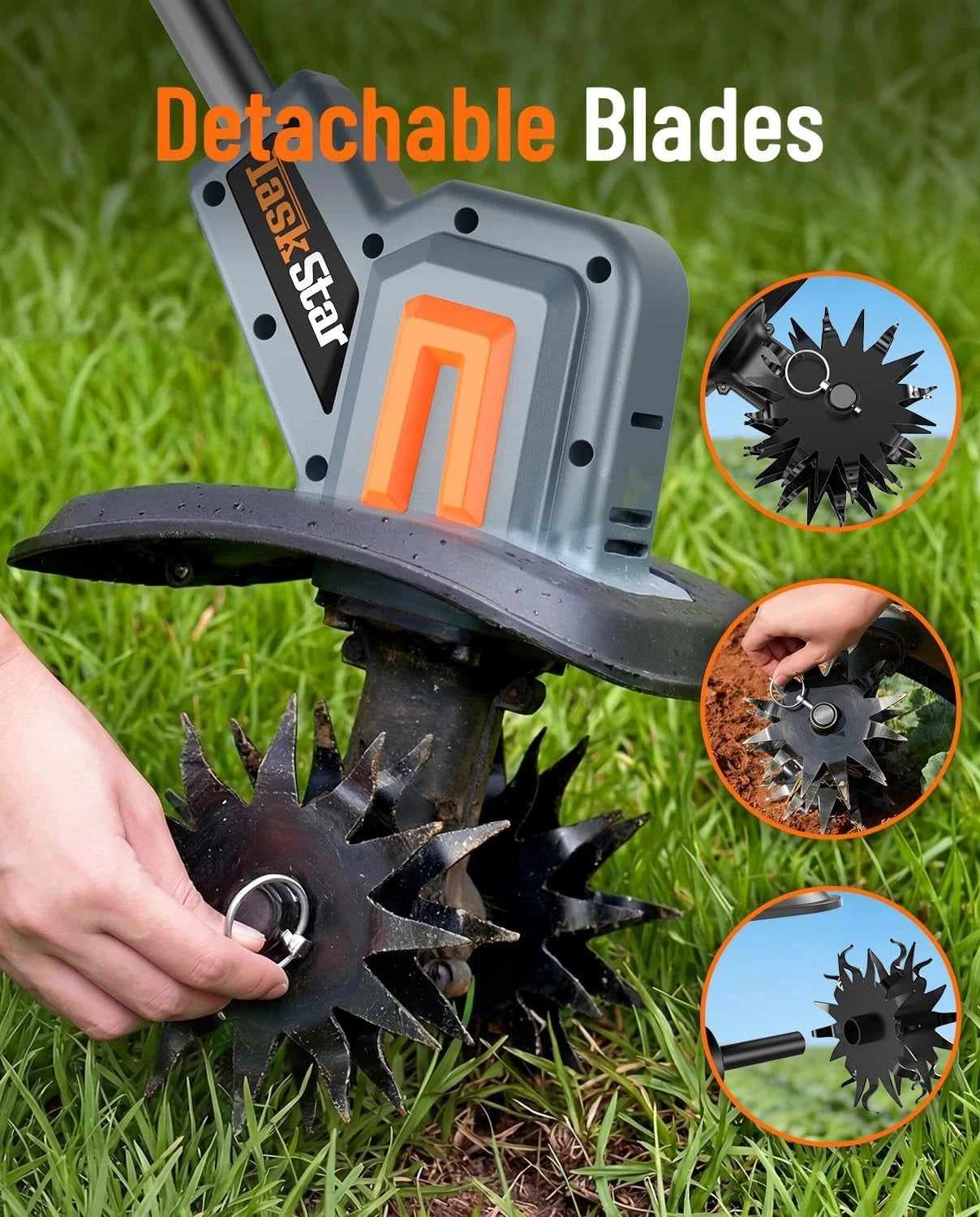 TaskStar Cordless Electric Tiller With Portable Soil Cultivator