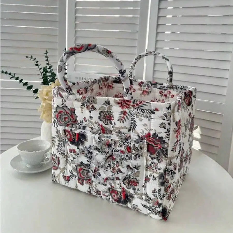 Foldable Fabric Storage Basket With Bamboo Frame And Handles