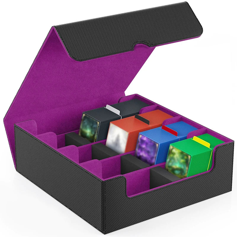 Trading Card Storage Box With Magnetic PU Leather Case