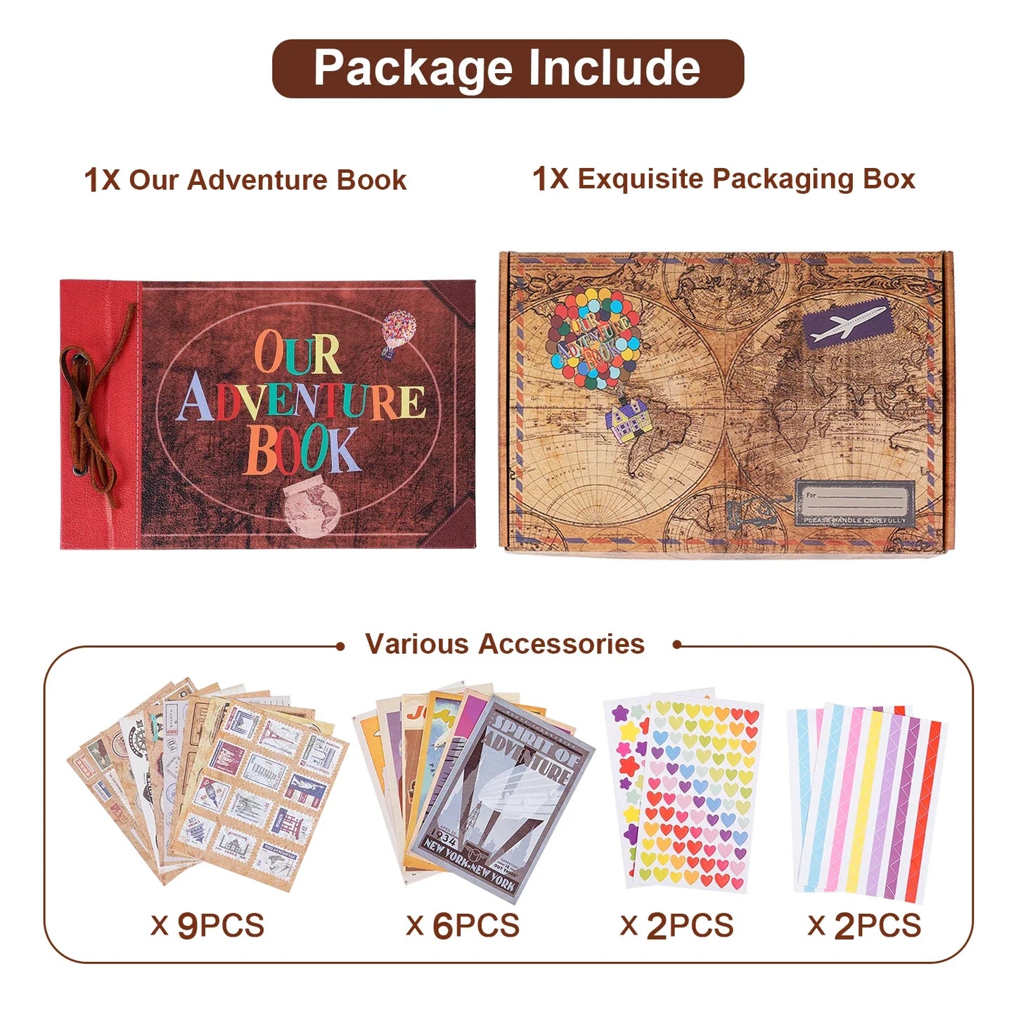 Adventure Book Scrapbook Album For Photos Retro Embossed Hardcover Wedding