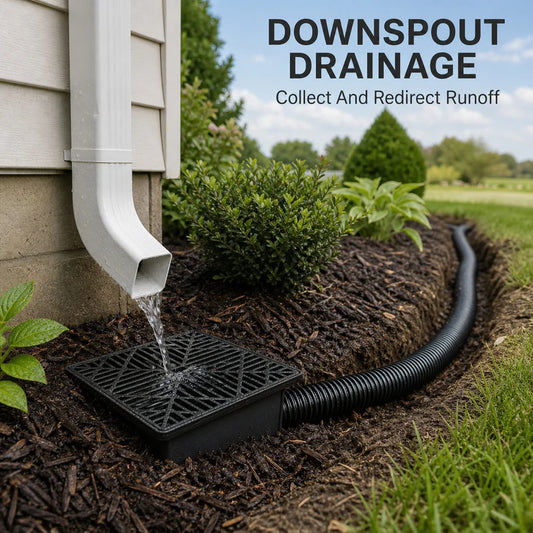Outdoor Drain Catch Basin Kit With Grate Flexible Corrugated Pipe