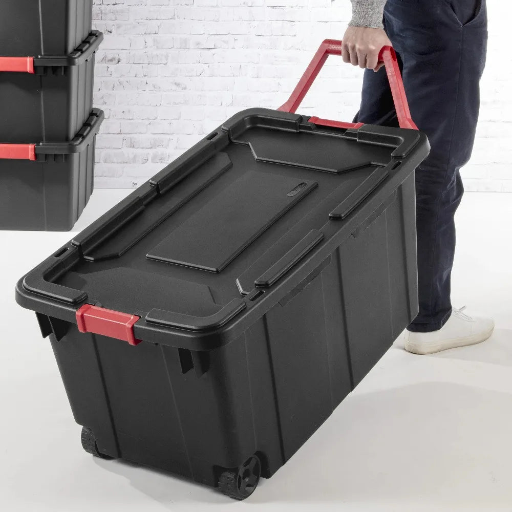 Sterilite Wheeled Plastic Storage Container With Handle