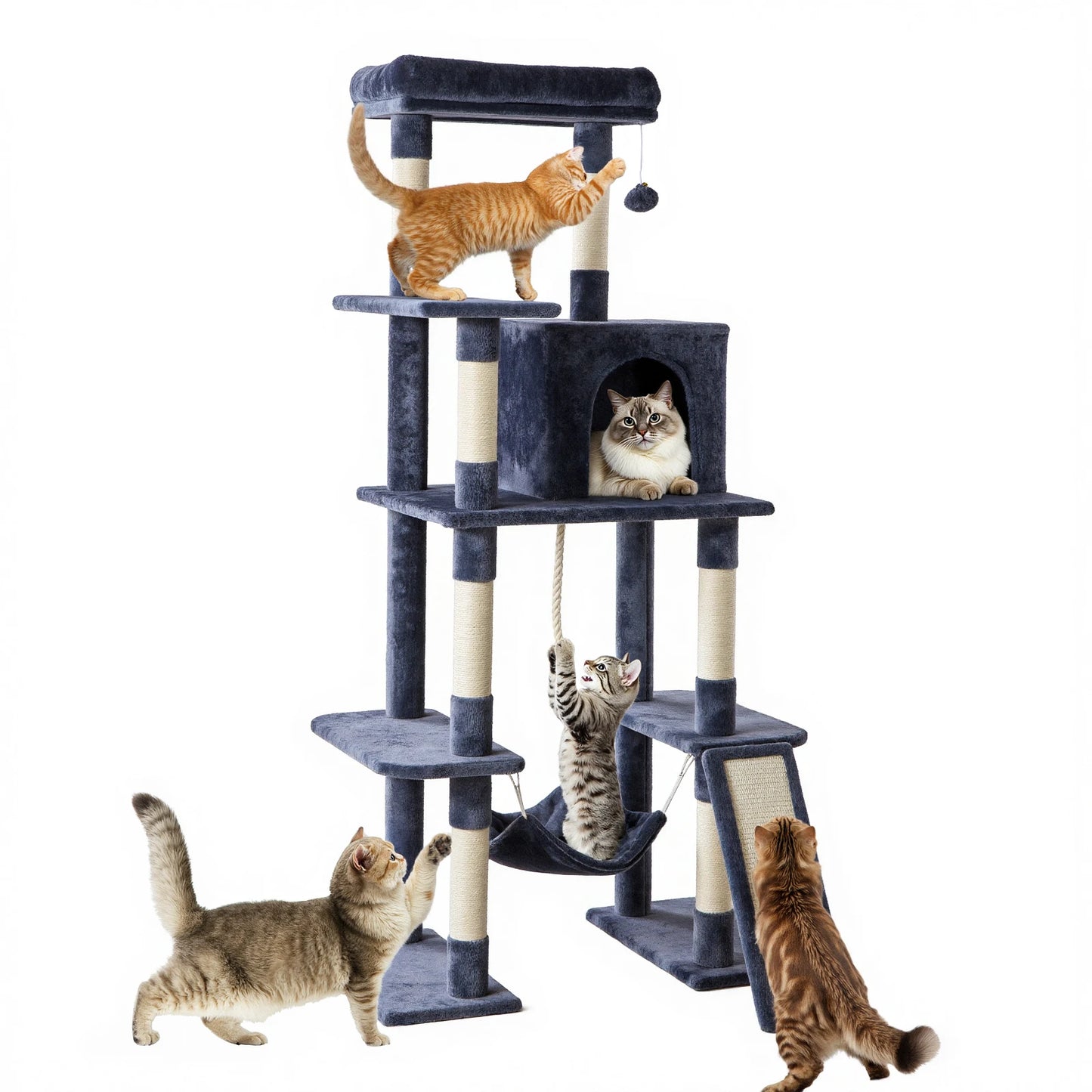JHK Cat Tree Tall Multi Cat Climbing Tower Indoor Cats