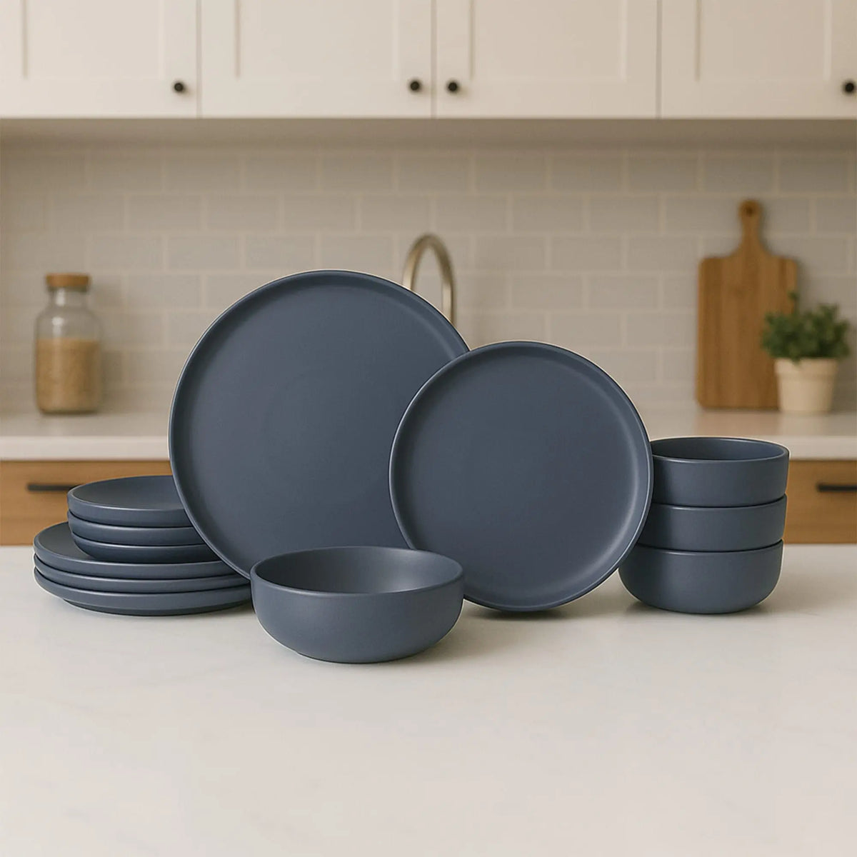 Premium Stackable Matte Stoneware Dinner Plates And Bowls Collection