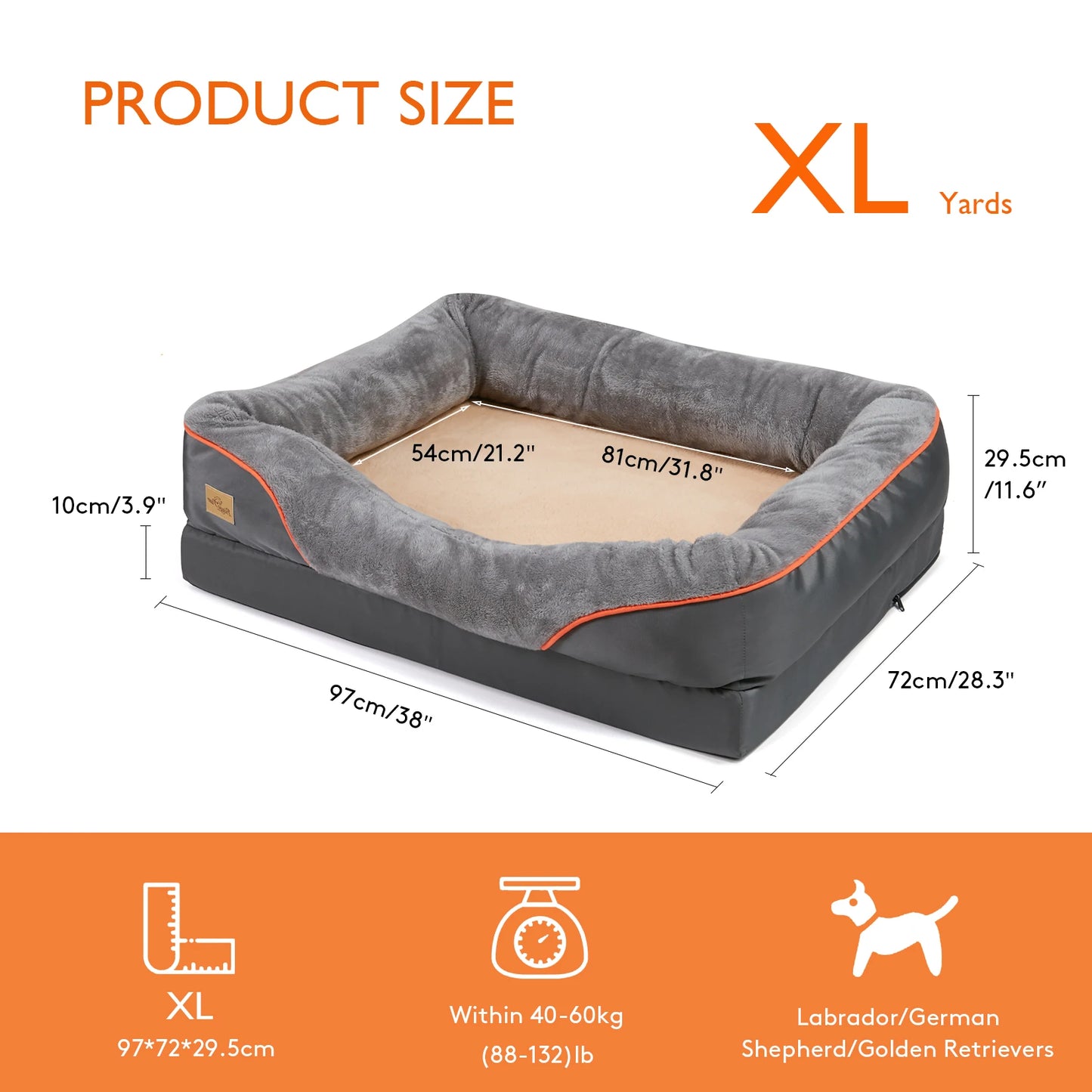 Bingopaw Large Soft Anti Allergy Washable Dog Bed With Removable Cover