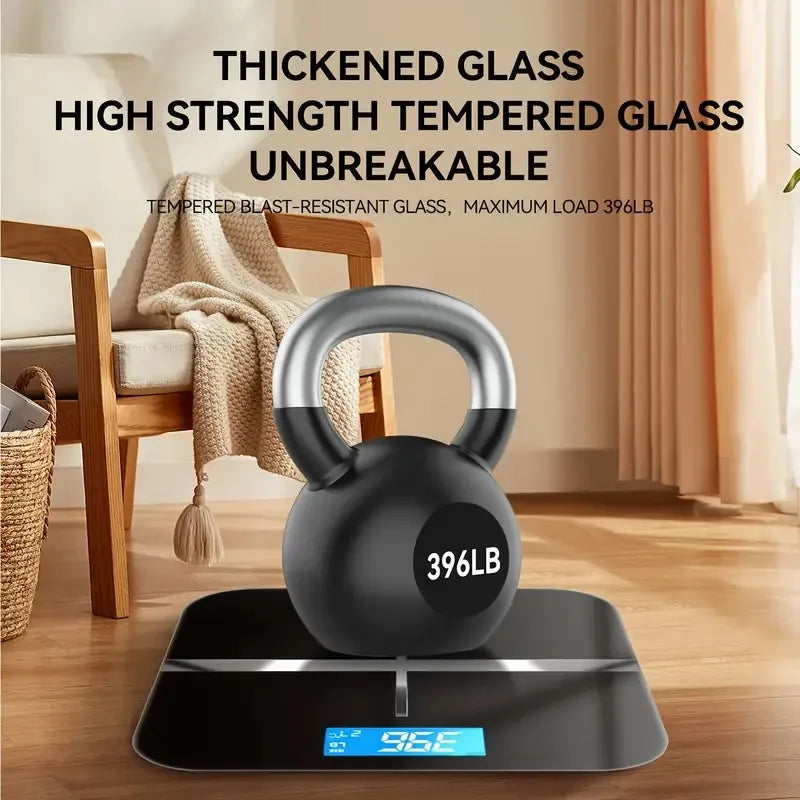 Digital Bathroom Scale With LCD Display Tempered Glass Platform