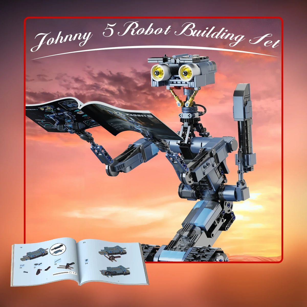 BuildMoc Johnny 5 Robot Building Blocks Set Military Model Toy