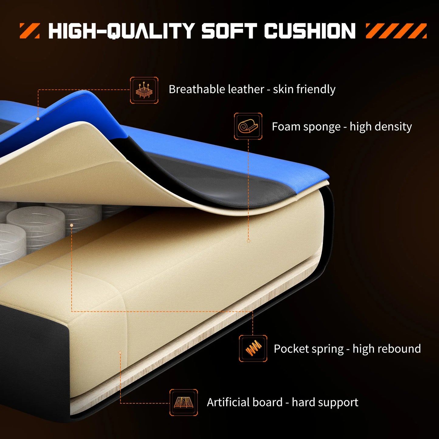JHK Ergonomic Gaming Chair With Adjustable Lumbar Support