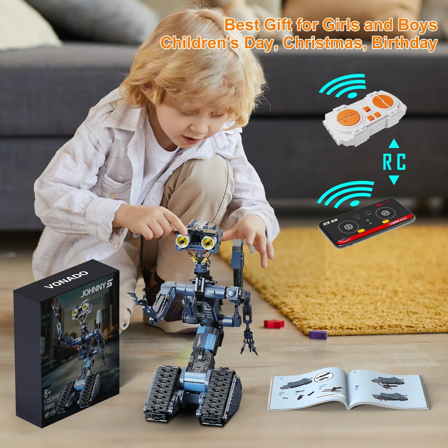 BuildMoc Johnny 5 Robot Building Blocks Set Military Model Toy