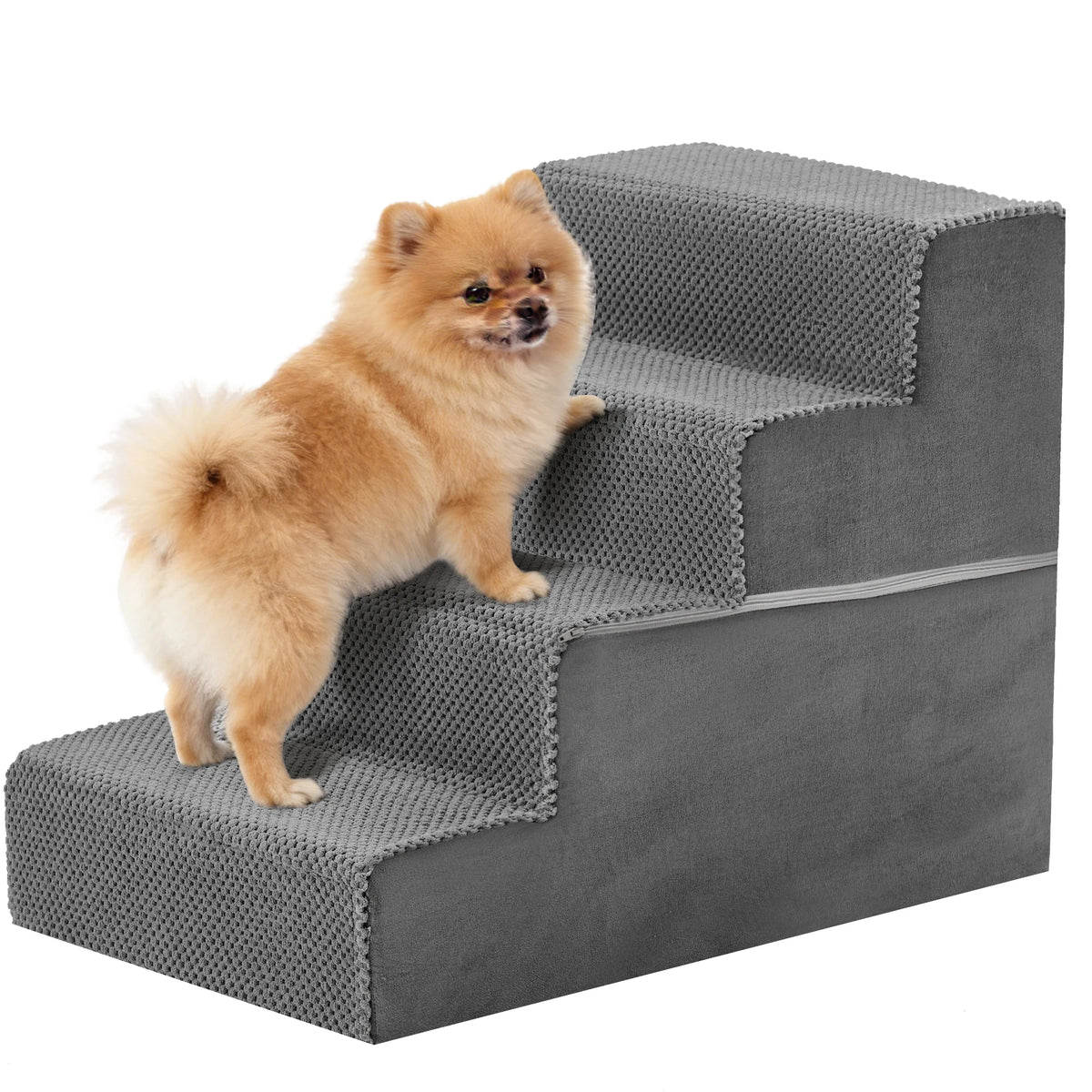 Premium Curved Foam Dog Stair Ramp Featuring Non Slip Steps