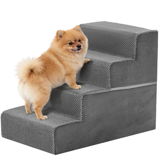 Premium Curved Foam Dog Stair Ramp Featuring Non Slip Steps