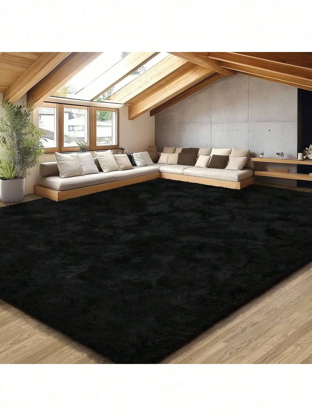 Thick Plush Long Pile Carpet Non Slip Soft Home Rug