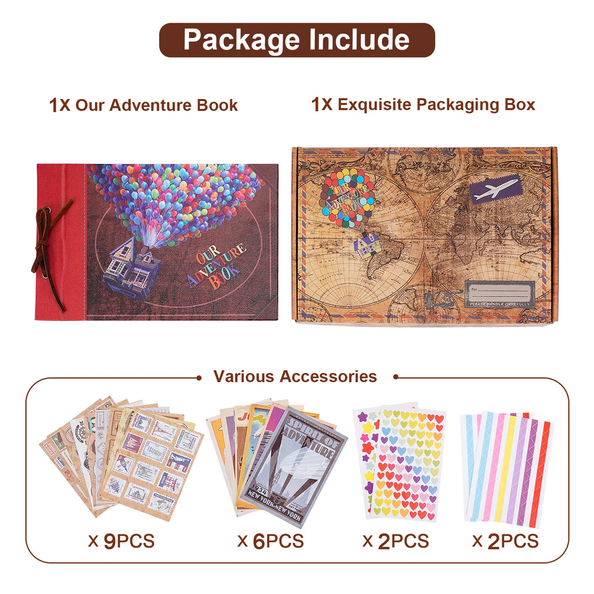 Adventure Book Scrapbook Album For Photos Retro Embossed Hardcover Wedding