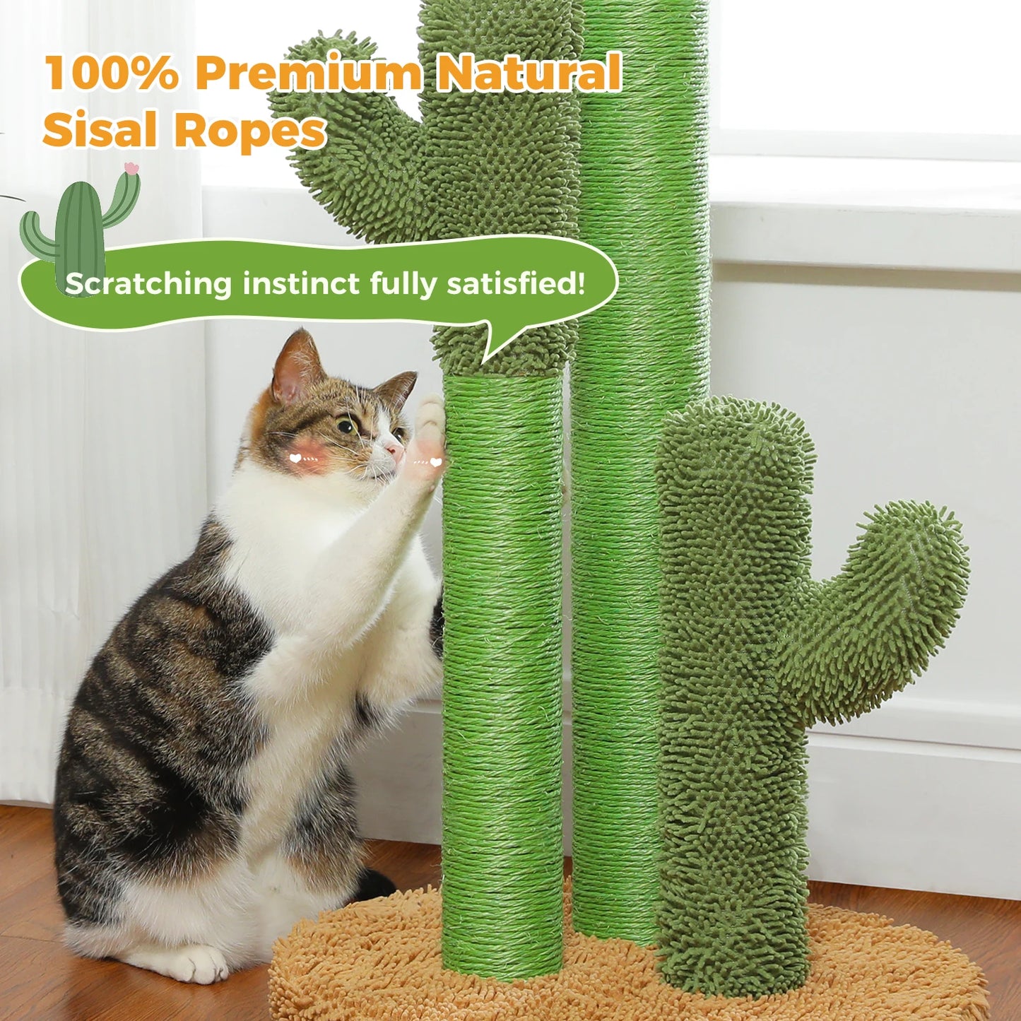PAWZ Road Cactus Cat Scratching Post With Sisal Sturdy Poles