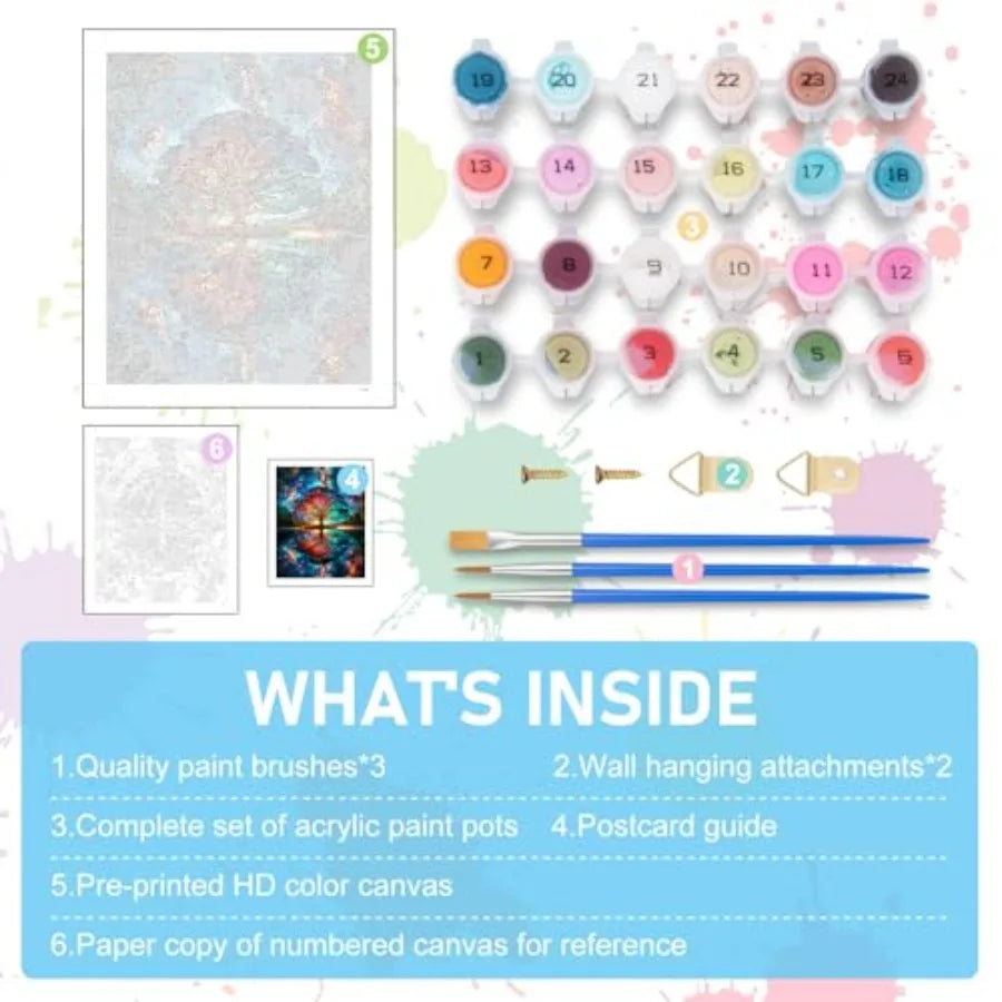 Tree of Life Acrylic Paint by Numbers Kit for Adults on Canvas Beginner