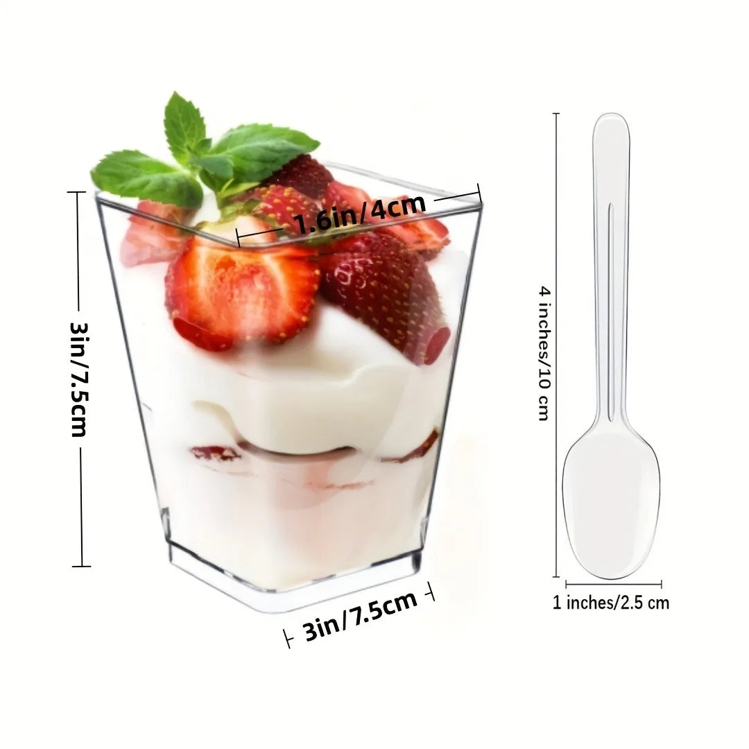 Disposable Clear Plastic Parfait Cups With Lids And Spoons For Snacks