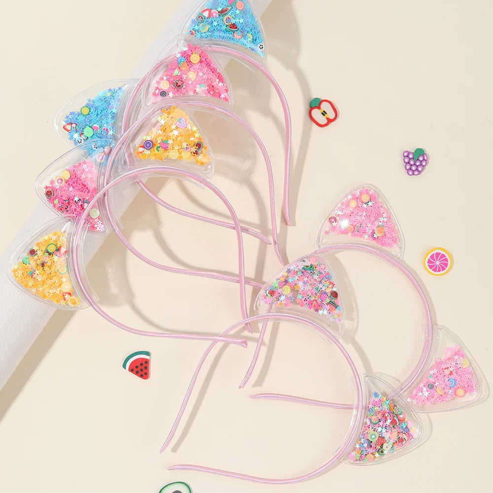 Shining Sequin Cat Ear Headbands For Kids Princess Hair Accessories