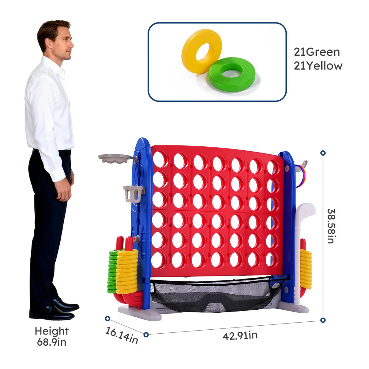 Giant Outdoor Connect Four Basketball Hoop Ring Toss Game Set