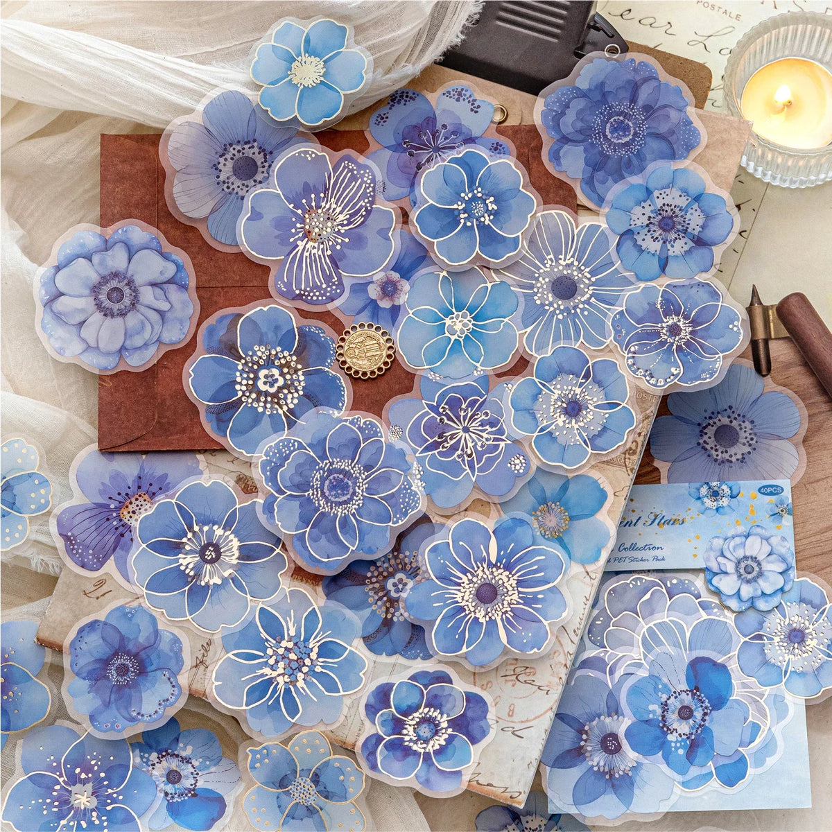 Hot Stamped Flower Stickers for Junk Journals and Scrapbooking Decor