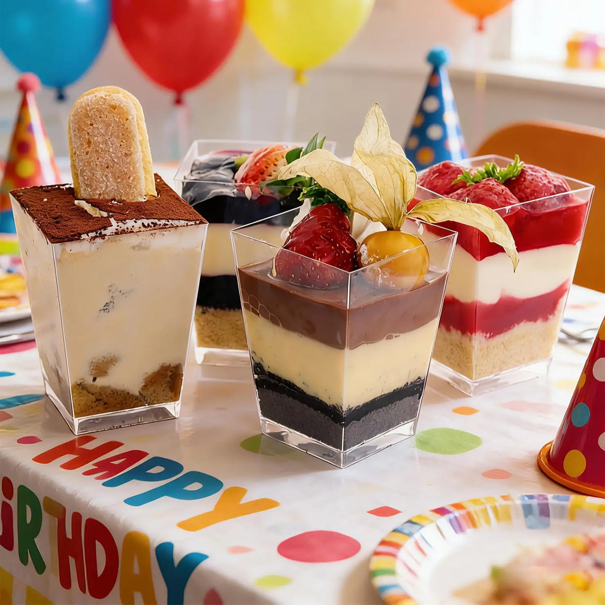 Disposable Clear Plastic Parfait Cups With Lids And Spoons For Snacks