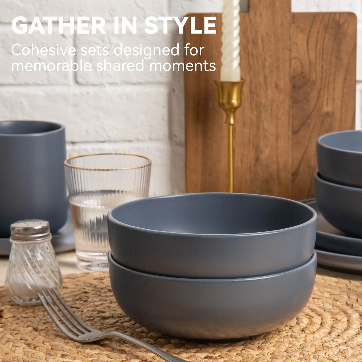 Premium Stackable Matte Stoneware Dinner Plates And Bowls Collection