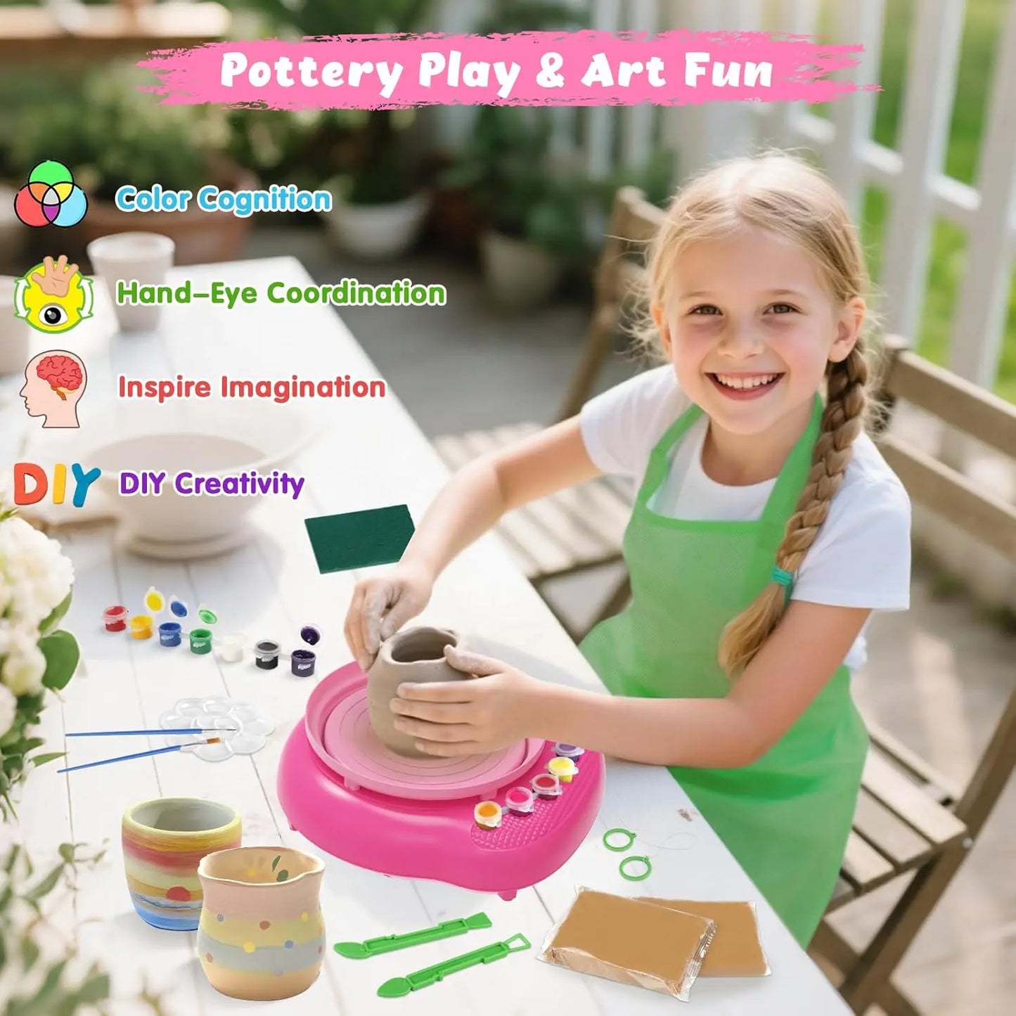 Hotfree Pottery Wheel For Kids With Clay Kit