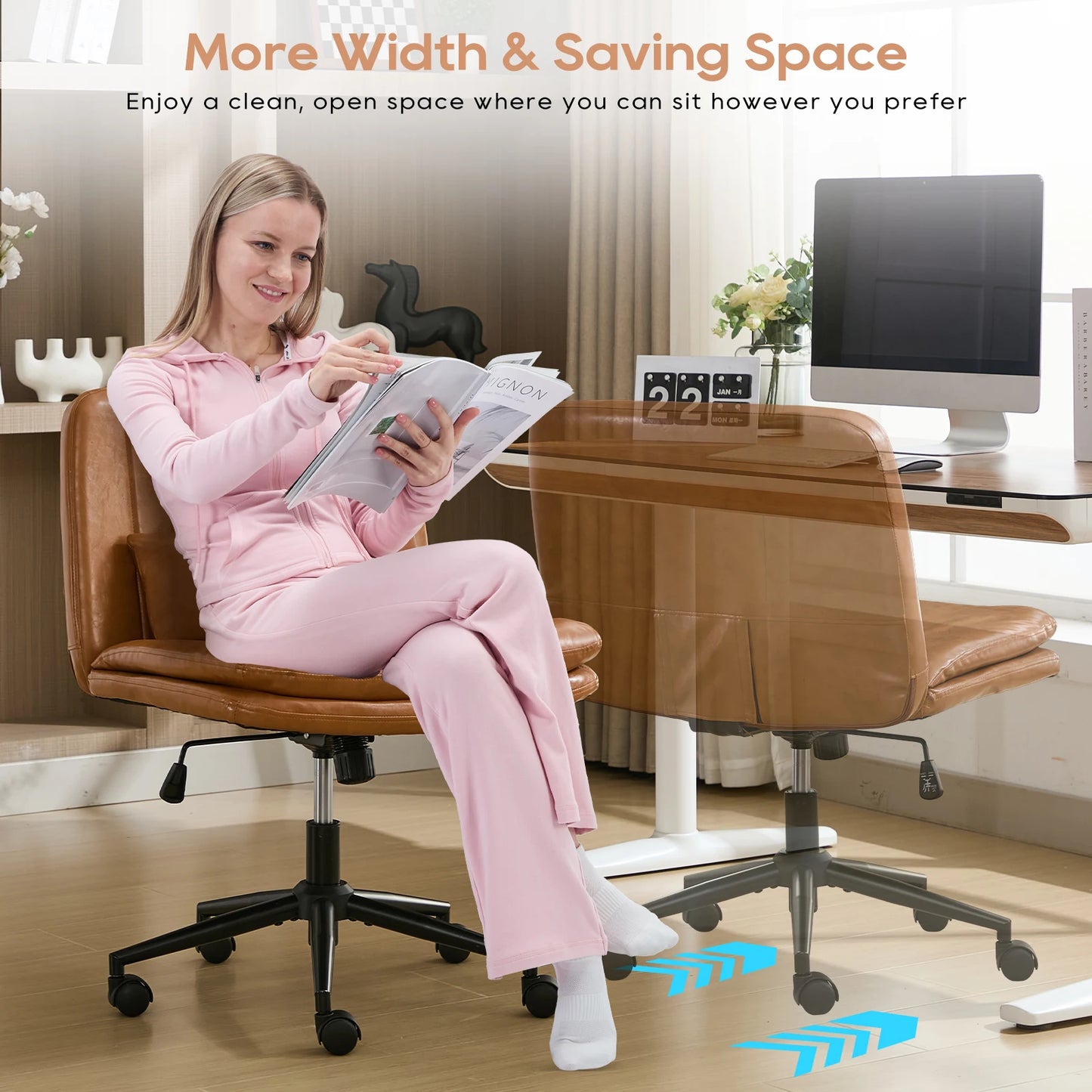 TCGBKAF Adjustable Swivel Desk Chair With Lumbar Pillow