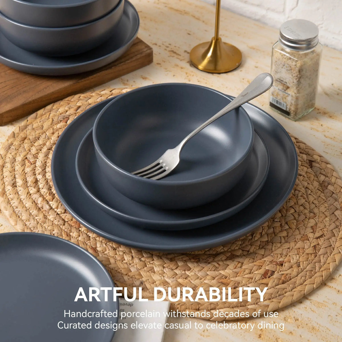 Premium Stackable Matte Stoneware Dinner Plates And Bowls Collection