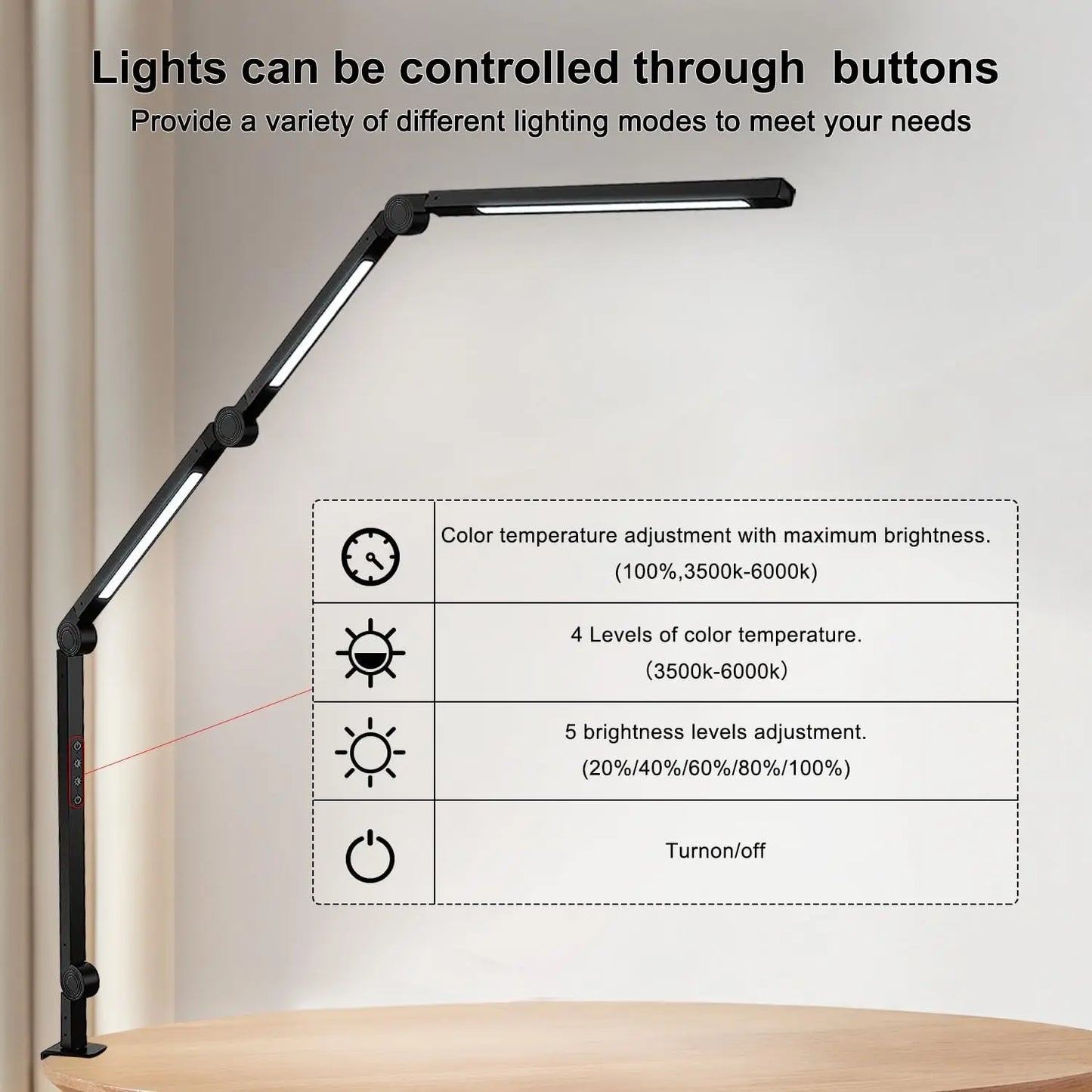 Modern LED Desk Lamp With Flexible Swing Arm Touch Controls