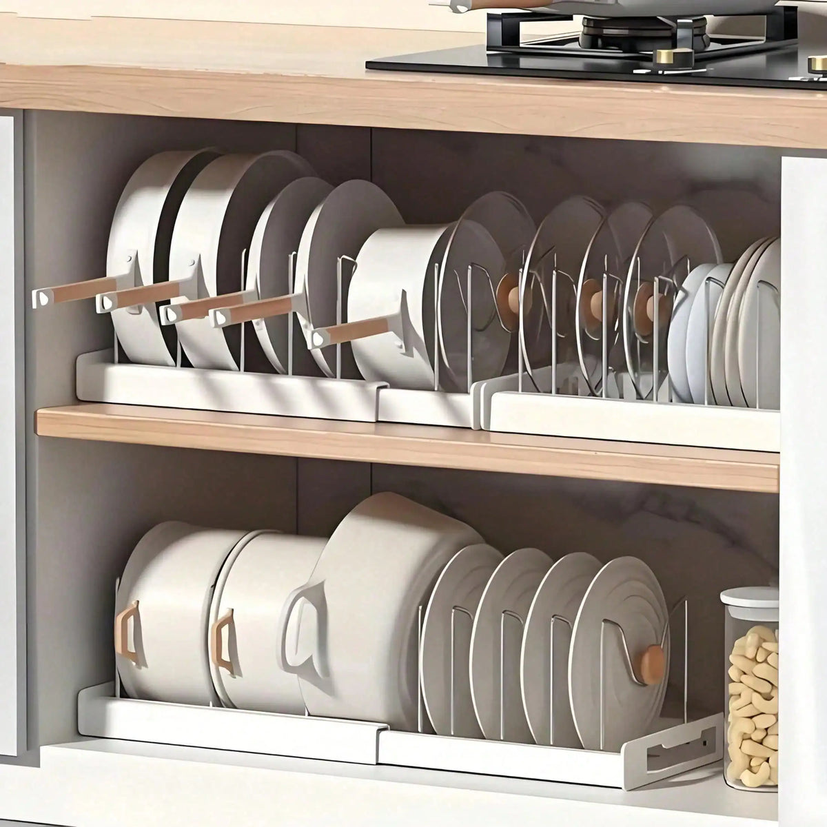 Heavy Duty Stainless Steel Pot Lid Organizer Rack With 8 Compartments