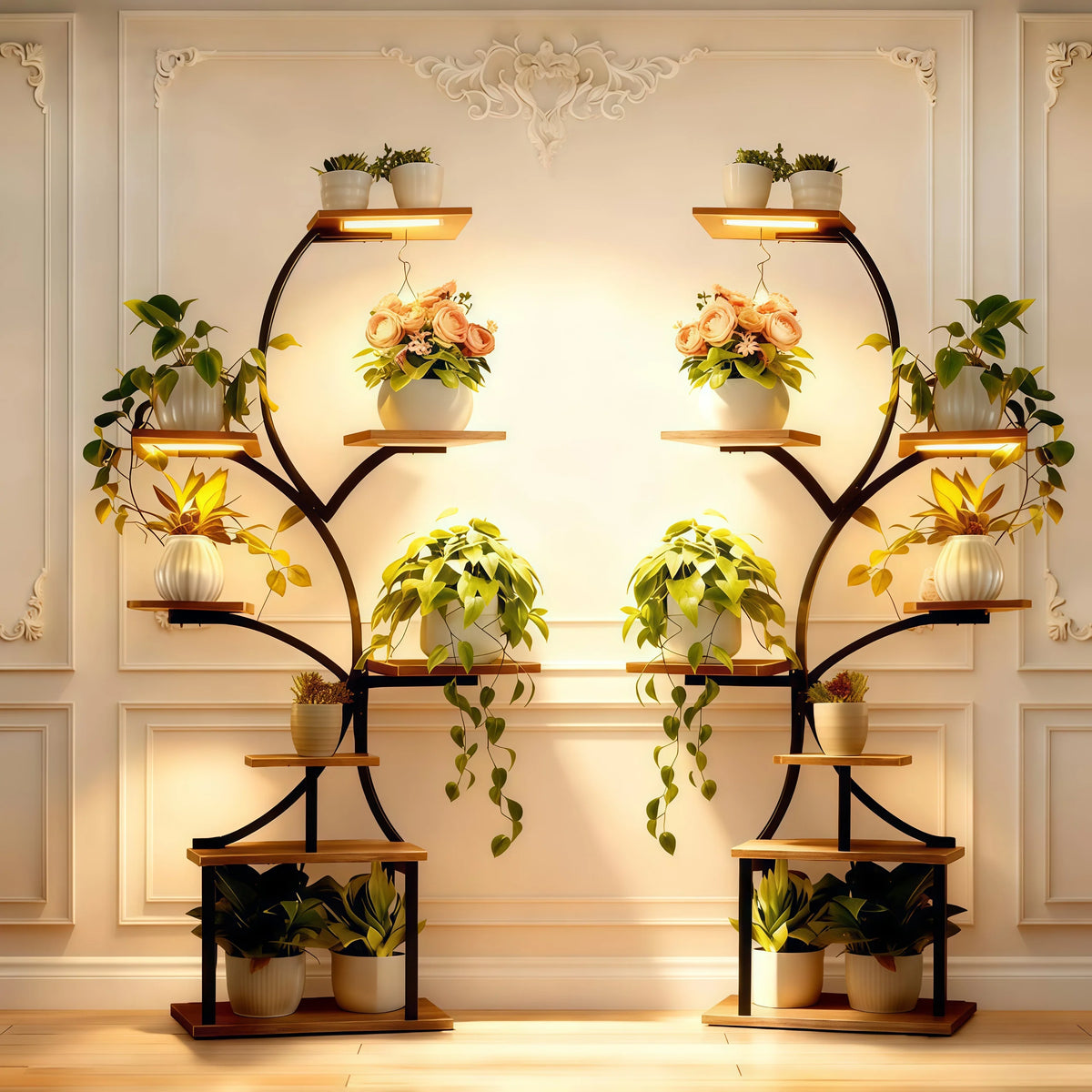 Metal Plant Stand With LED Grow Lights for Indoor Plants
